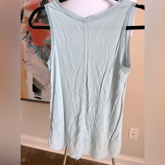 Gently used - dusty blue tank with mesh detailing - Picture 3 of 3